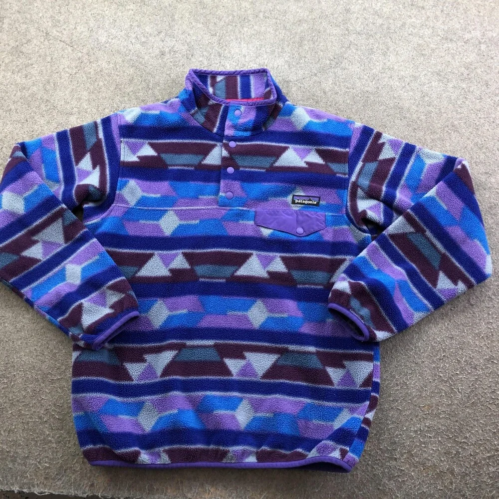 Patagonia Jacket Womens Small Multicolor Synchilla Fleece Snap Pullover Aztec - Picture 1 of 10